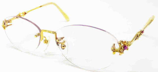 レンズサイズ52ミリジュエリー付き高級眼鏡フレーム（ルビー