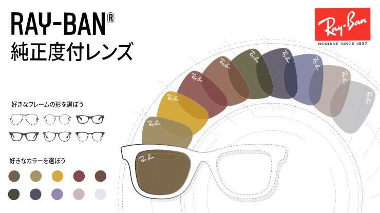 レイバン度付きサングラス・メガネ度入り【Ray-Banロゴ入】