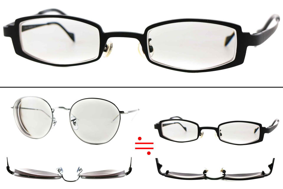 目が小さくならないメガネ度付き製作実例Ti-feelティフィール